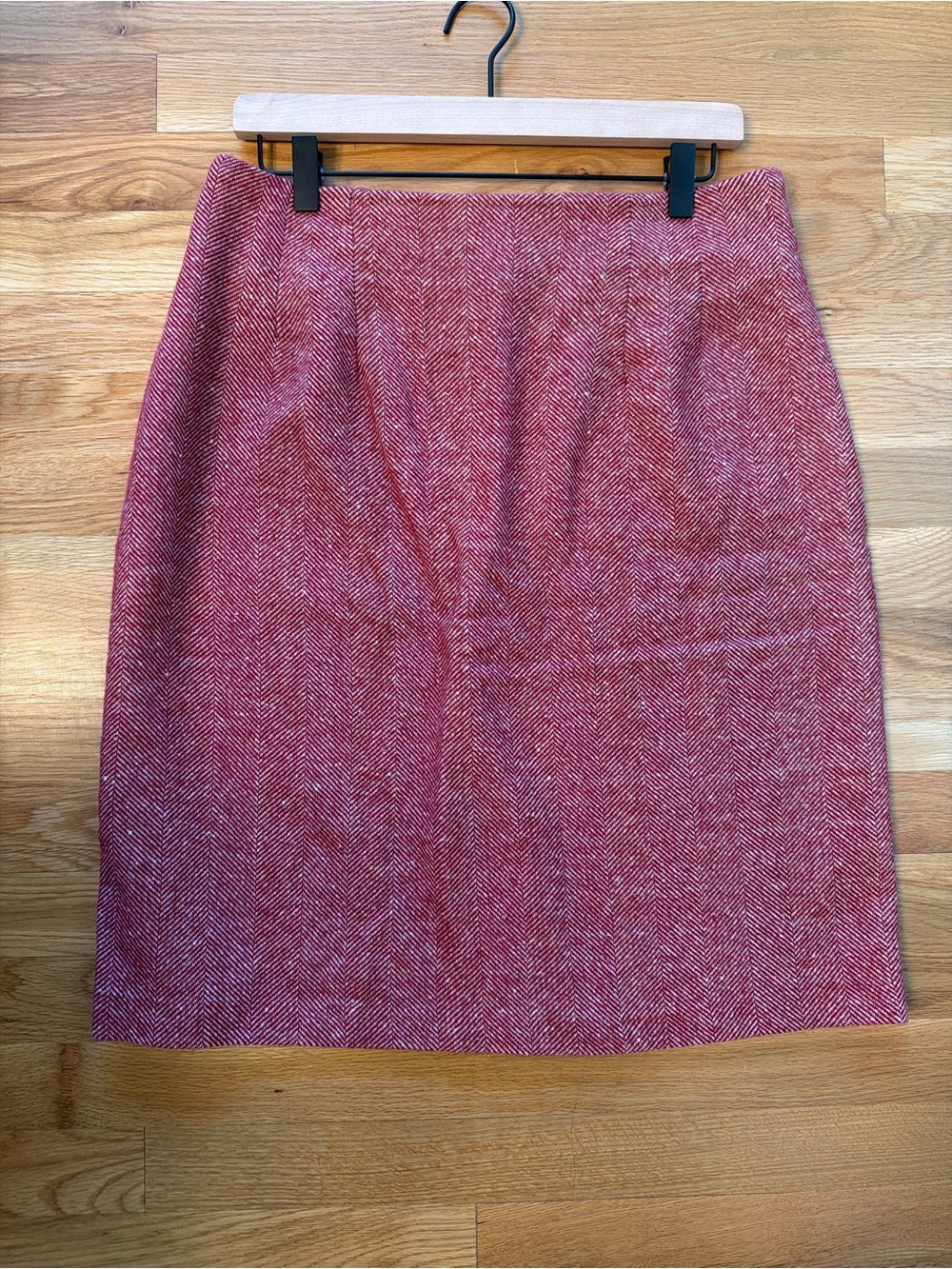 VTG J.G. Hook Wool Classic Red Herringbone Pencil Skirt